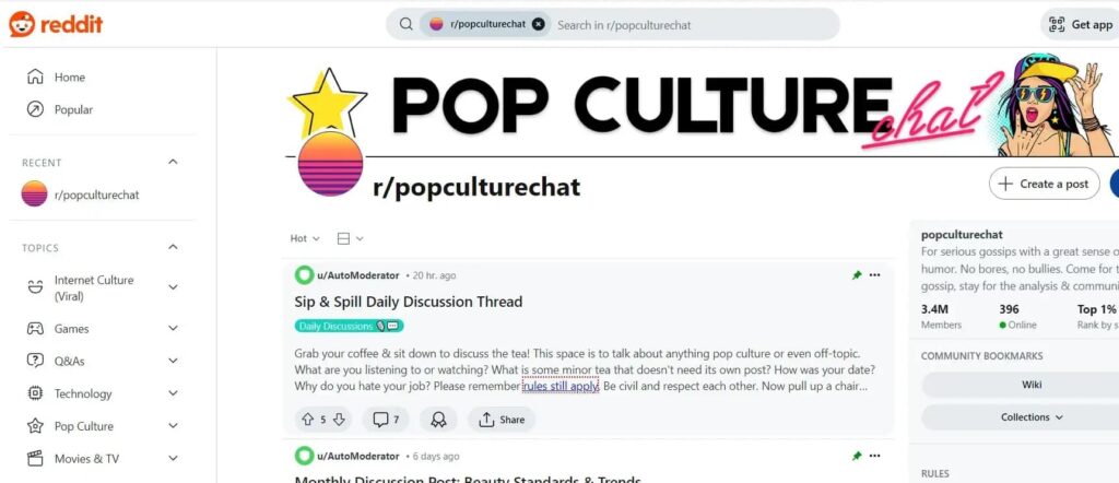 PopCultureChat High Activity Levels